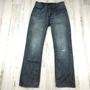 GS115 Bleeker Slim Fit Jeans Distressed Modern Casual Heavy Denim Size 14 EUC